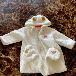 Carter’s 3-6 month white teddy bear snowsuit